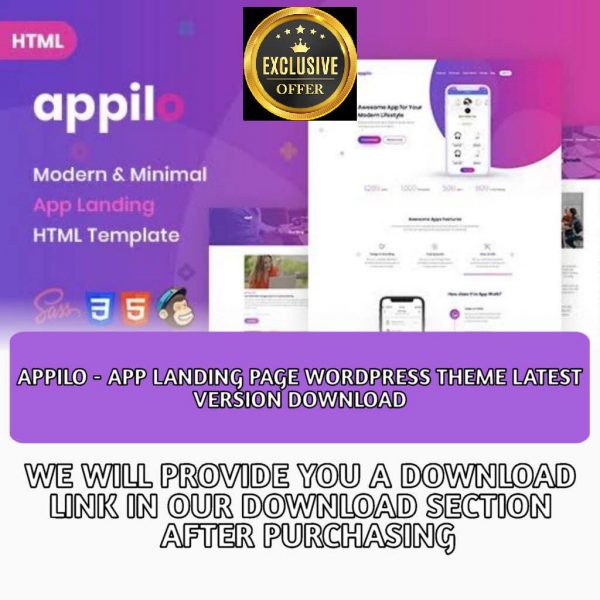 Appilo – App Landing Page WordPress Theme
  Latest Version Download