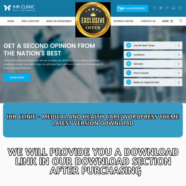 IHR Clinic – Medical and Health Care
  WordPress theme Latest Version Download
