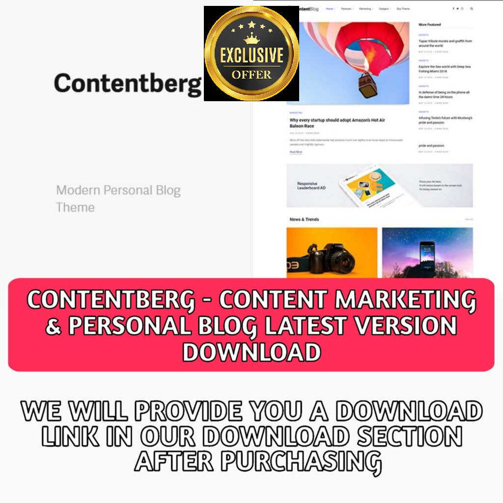 Contentberg – Content Marketing &
Personal Blog Latest Version Download