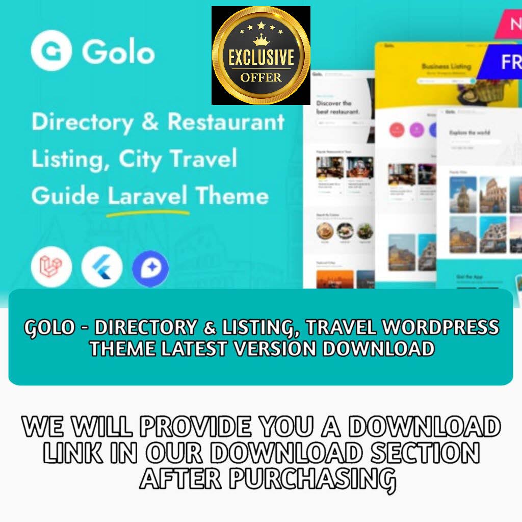 Golo – Directory & Listing, Travel
WordPress Theme Latest Version Download
