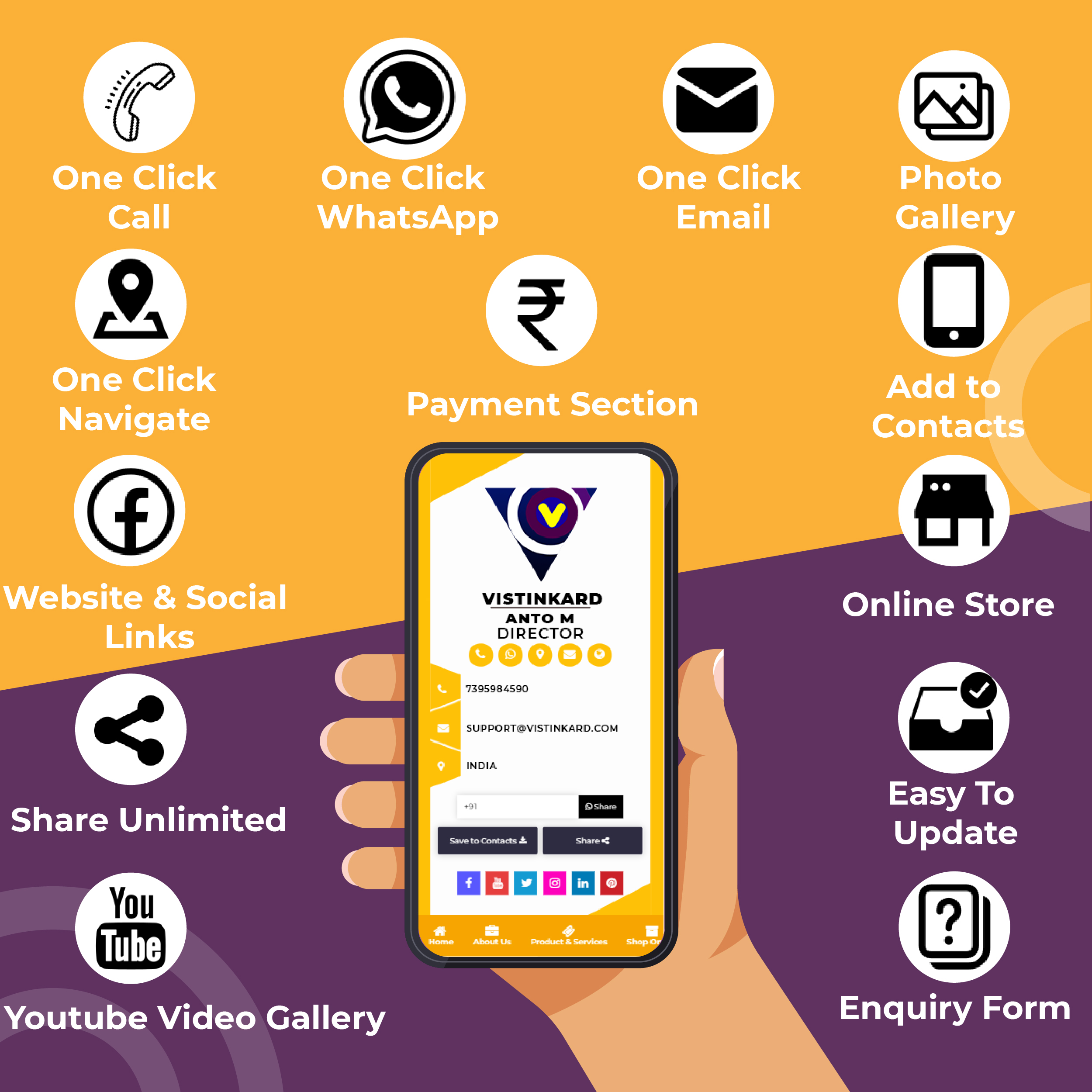 Single Digital Visiting card For 1 Year with mini website