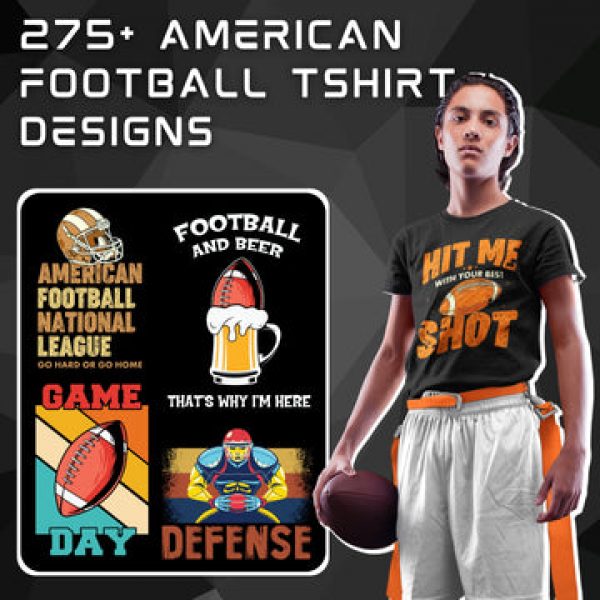 T-SHIRT DESIGNS: 275+Unique American Football SVG Bundle