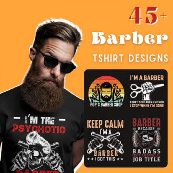 T-SHIRT DESIGNS: 45+ Barber T-shirt Design Bundle