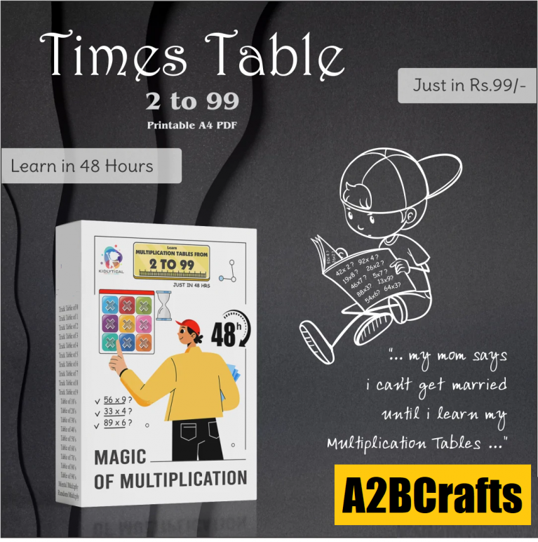 LEARN MULTIPLICATION TABLES 2 TO 99 IN 48 HRS (A4 PRINTABLE WORKSHEETS IN PDF)