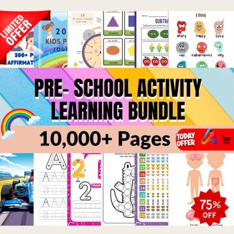 WORKSHEETS : 10000+ Pre-School Activity Learning Bundle